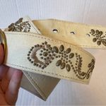 Nine West Vintage Cream Gold Tone Studded Belt Womens XL Boho Fall Western Photo 3