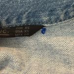 ZARA Blue Long Sleeve Button Up Denim Jean Shorts Romper Photo 3