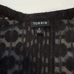 Torrid Black Geo Clip Chiffon Smocked Blouson Sleeve Blouse Size 3X Photo 12