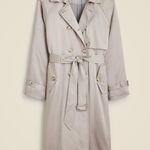 J.Crew Relaxed Trench Coat Satin Crepe Mid Length Silver Gray Insulated US 2 NWT Photo 3
