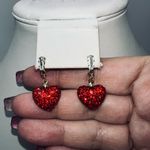 Crystal Red Heart‎ and Clear Crystal Earrings Photo 2