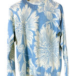 Studio Park Sweater Women Size XS Blue White Knit Floral Icy Blue Preppy QVC Photo 0