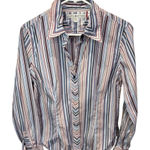 Tommy Hilfiger Striped Button Down Shirt Blue, Red, White Women's Large Photo 0