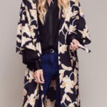 Maison Du Soir Black Yellow Floral Kimono Robe S/M Photo 0