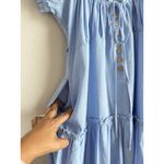 Hunter & Brown Women’s XL Blue Linen Blend Square Neck Tie Front Peasant‎ Dress Photo 8