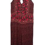 Free People  Boho Red Black Floral Crop Jumpsuit Size Medium Photo 0