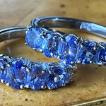 Natural Tanzanite Sterling Silver Hoop Earrings Photo 0