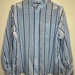 Reiss Women's Avera Size 8 Blue Cotton Silk Blend Shirt Striped Long Sleeve NWT Photo 0