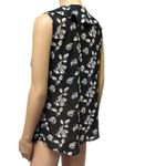 Loft Black White Floral Ruffle V Neck Lightweight Sleeveless Blouse Top Medium Photo 6