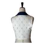 We Wore What Shirt Women Small Ivory Blue Sports Collared Crop Top Tennis Golf Photo 2