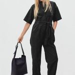 Everlane  The Fatigue Short-Sleeve Jumpsuit Crop Belted Organic Cotton Black 0 Photo 0