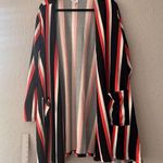 LuLaRoe  long BLck/red/WHITE cardigan open front w/pockets duster sweater XL #187 Photo 0