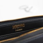 Moschino Black Gold Logo Continental Zip Around Wallet Wristlet New Photo 10