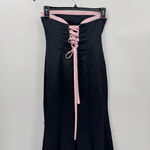 Vintage Formal Strapless Sheath Dress Black Pink Trim Rhinestones Corset Back Size undefined Photo 5