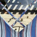 Xhilaration Red White Blue Black Striped Pattern Criss Cross Back Dress - Medium Photo 8