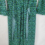Donna Morgan ‎ Shirt Dress Womens 10 Green Blue Retro Print Button Down Front Tie Photo 5