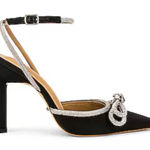 Tony Bianco Anthropologie  Elsie Black Satin Heels Size 8 Photo 0