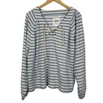 Aerie Nautical Lace-Up Striped Blue and White Top Size L Photo 1
