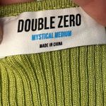Double Zero  Size M Long Sleeve Plunge Neck Crop Green‎ Pointelle Knit Rib Fitted Photo 2
