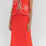 Selfie Leslie  Dose of Sunshine Stitch Vest and Skirt Orange Women’s Size Large Photo 0