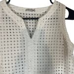 Halogen White Netted Cotton Knit Sleeveless Peplum Style Blouse Women Sz XS Photo 3