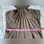 NWT LM Collection Brown / Taupe Beaded Halter Neck Empire Waist Formal Dress Photo 5