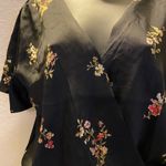 Haute Monde  Black & Floral Satin One Piece Blouse Photo 5