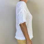Lou & grey open knit fringe hem sleeve short sleeve top Sz Small Photo 3