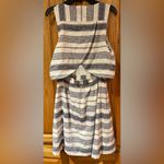 Madewell Striped Overlay Open Back Sleeveless Linen Blend Mini Dress Size 0 Photo 9