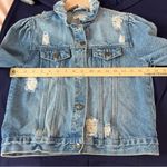 Moon River Light Blue Denim Ripped Distressed Puff Shoulder Jean Jacket Size S Photo 14