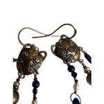 Vintage Sterling Silver Kitty Cat Chandelier Earrings Photo 6