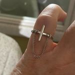 Titanium Steel Cross Minimalist Band Ring Adjustable Silver Photo 3