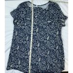 Leo & Nicole Womens Long Sleeve Top Paisley Print Blue Cream Size L Photo 7