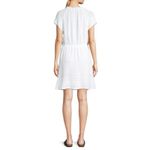 Cloth & Stone White Short Sleeve Ruffle Tie Neck Mini Dress Size M Rayon Linen Photo 1