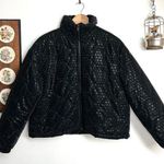 Lili Sidonio Black Houndstooth Semi Cropped Boxy Puffer Down Jacket Size M Photo 0