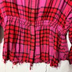 Free People  Women's Red Pacific Dawn Plaid Shirt By We The Free Size Small Photo 7