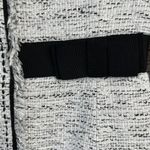 Tahari Size 6 Tweed Blazer Jacket White Black Fringe Stitch Detail V-Neck READ Photo 4