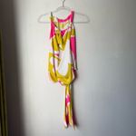 Trina Turk Bright Pink & Yellow Floral Halter Wrap Top S Photo 6