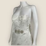 David's Bridal Strapless Wedding Dress Floral Lace Applique Beaded Bridal‎ Gown Photo 1