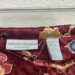 Valerie Stevens Vtg  women's satin pajama set L long sleeve pants Burgundy Floral Photo 7