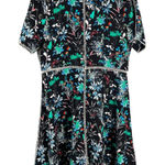 The Kooples Black Floral Print Silk Dress Short Sleeve Size Large Photo 0