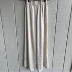 Claudie Pierlot Wide Leg Trousers Pants with Smocked Waist Band Satin Beige 38 Gold Size 6 Photo 8