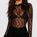 Boohoo Lace Mesh Long Sleeve Top Photo 0