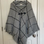 Max Studio EUC |  women’s acrylic‎ gray striped double layer poncho sweater Photo 0