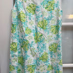 J. Jill Love Linen Green Blue Coastal Beach Preppy Sea Turtle Dress Size XS Photo 0