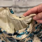 Adorable pleated strapless mini dress Alberta Ferretti flare floral cream aqua Blue Size 6 Photo 8