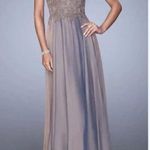 La Femme NWT Floral Embroidery Chiffon Column Gown Size 0 Photo 0