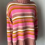 Aerie  Tan & Pink Striped Turtleneck Sweater NEW Photo 3