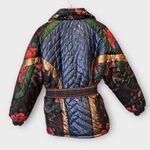 Farm Rio Black Wild Bananas Metallic Reversible Puffer Jacket Size Small Photo 3