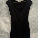 ZARA Women’s Medium Black Ribbed Romper Black Short Sleeve Plunge Neck Photo 3